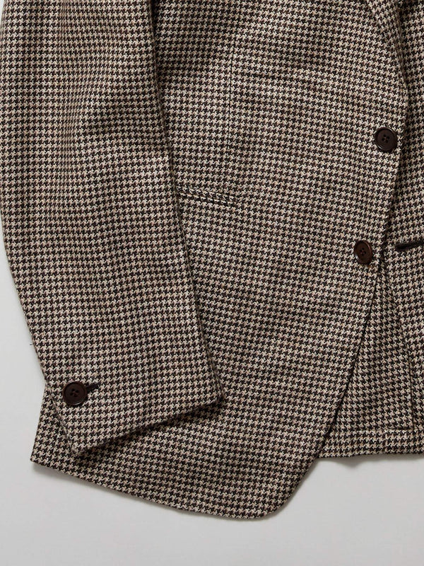 Brown Houndstooth Virgin Wool/Cashmere Blend 'Lee' Jacket