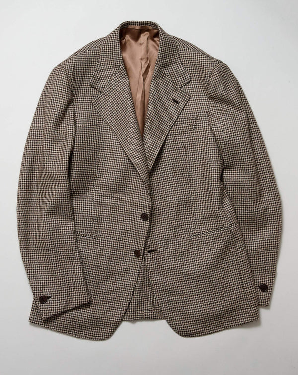 Brown Houndstooth Virgin Wool/Cashmere Blend 'Lee' Jacket