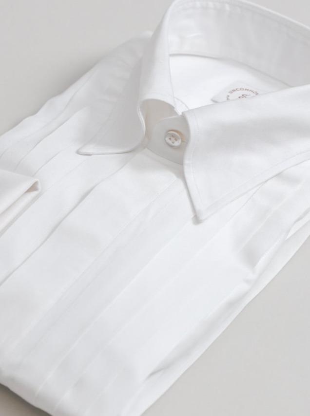 Wide Pleat Fine Twill Tuxedo Shirt