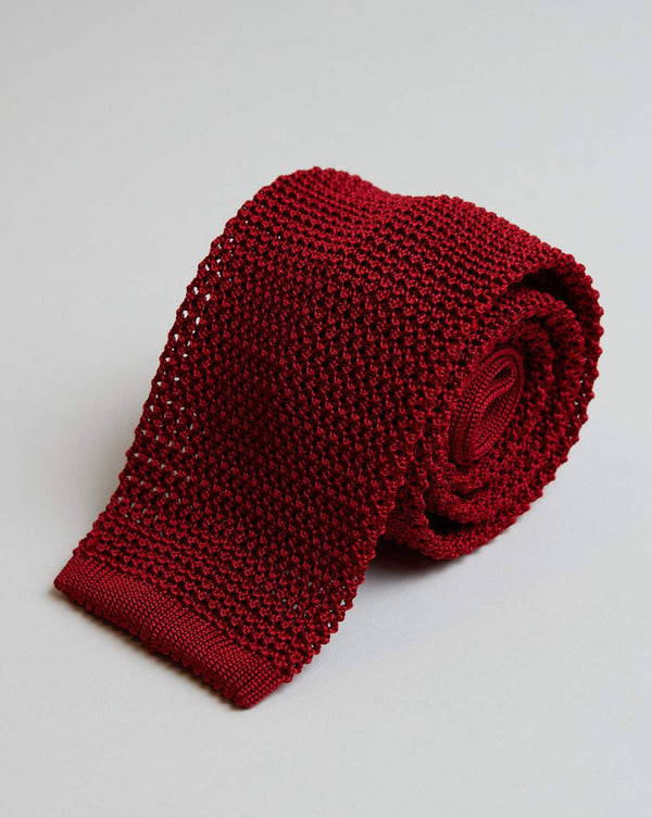Silk Knit Tie - Red