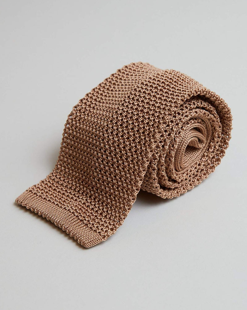 Khaki Silk Knit Tie