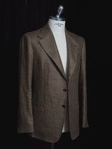 Brown Linen Plaid Jacket