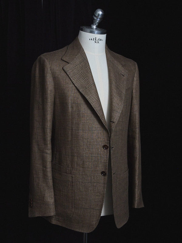 Brown Linen Plaid Jacket