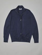 Navy Geelong Wool Zip Through