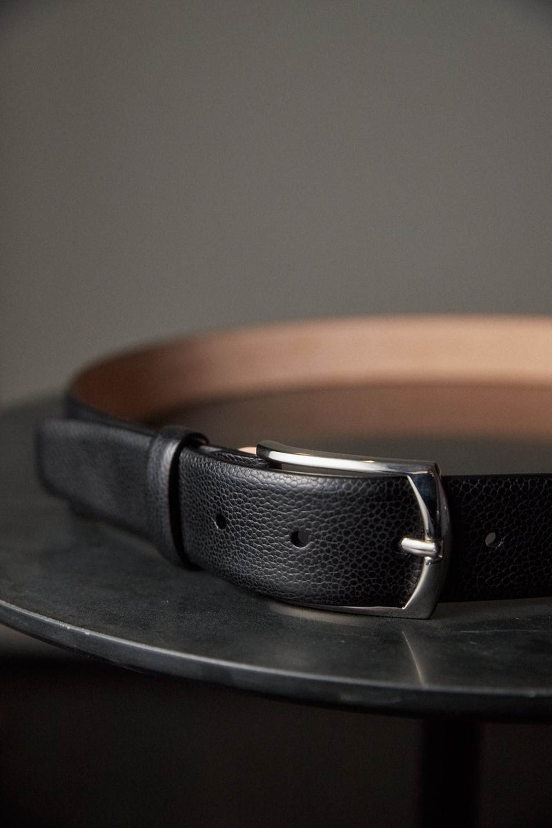 Black Pebble Grain Calf Belt