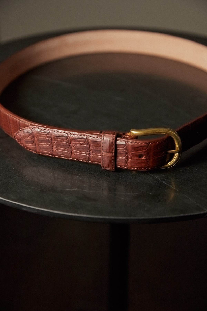 Medium Brown Genuine Croc-leather Belt