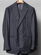 Navy Shadow Check Wool & Silk-blend 'Henry' Suit