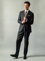 Navy Shadow Check Wool & Silk-blend 'Henry' Suit