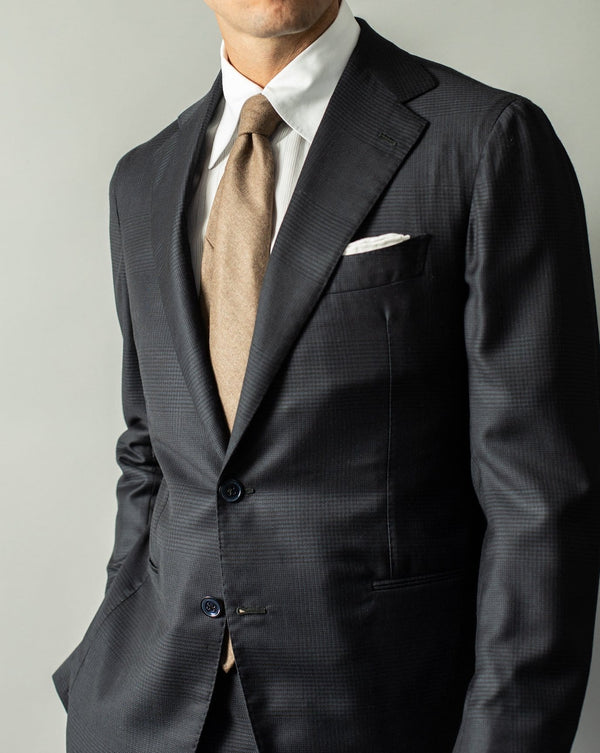 Navy Shadow Check Wool & Silk-blend 'Henry' Suit