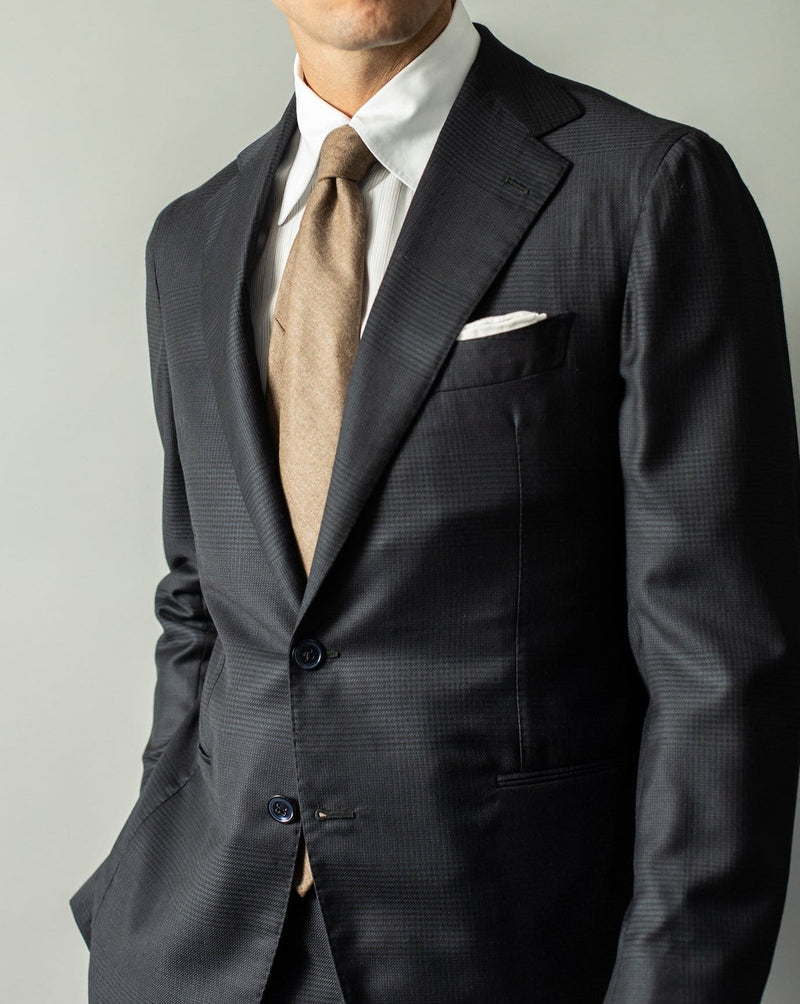 Navy Shadow Check Wool & Silk-blend 'Henry' Suit