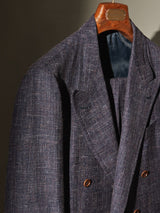 Purple Wool/Silk & Linen-blend Double Breasted Suit