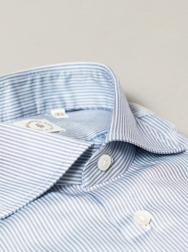Cutaway Collar Shirt - Blue Micro Stripe