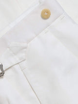 White Cotton & Linen-blend Double Pleat 'Shelby' Trousers