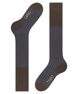 Shadow Stripe Over the Calf Cotton Socks - Brown/Blue