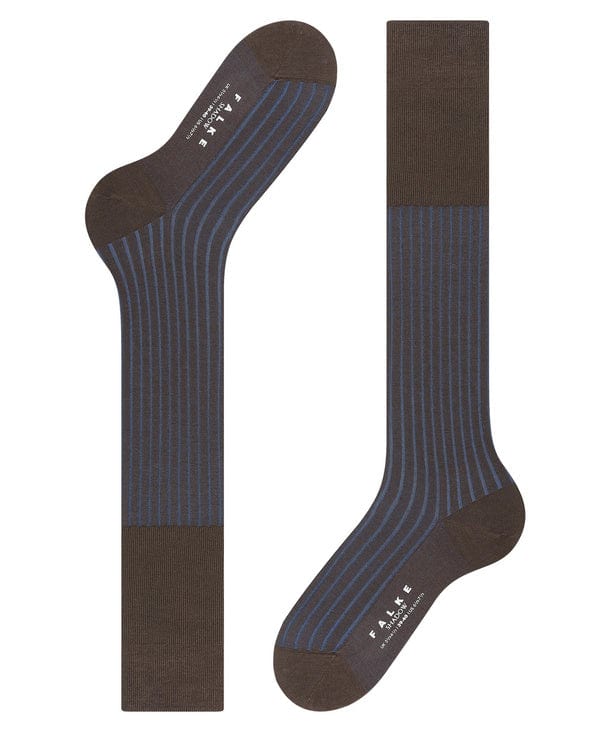 Shadow Stripe Over the Calf Cotton Socks - Brown/Blue