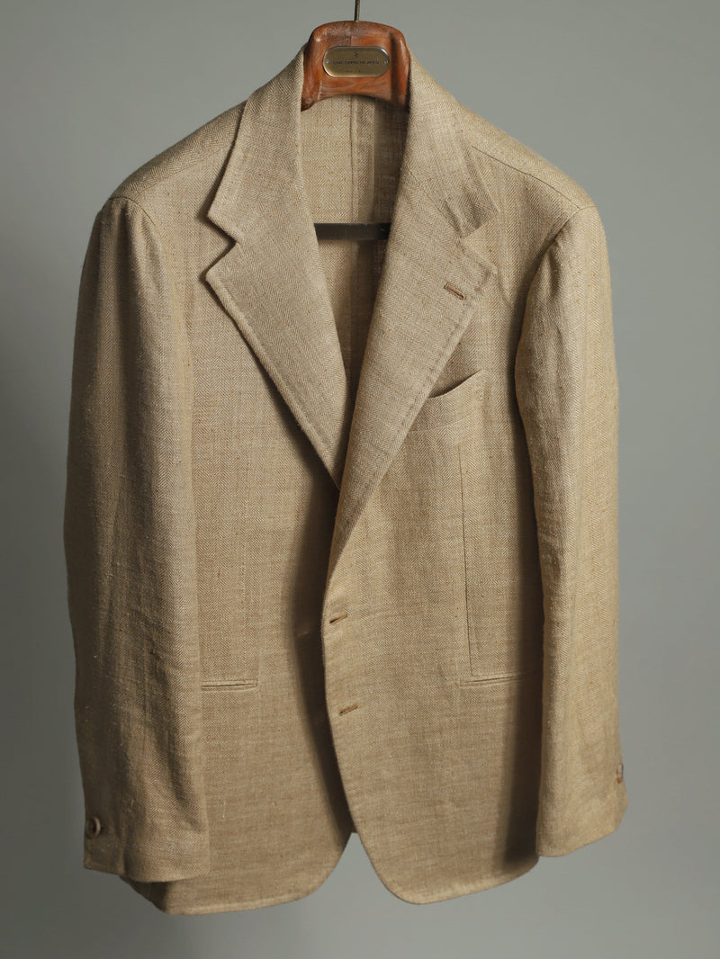 Wheat Silk & Linen-blend 'Lee' Jacket