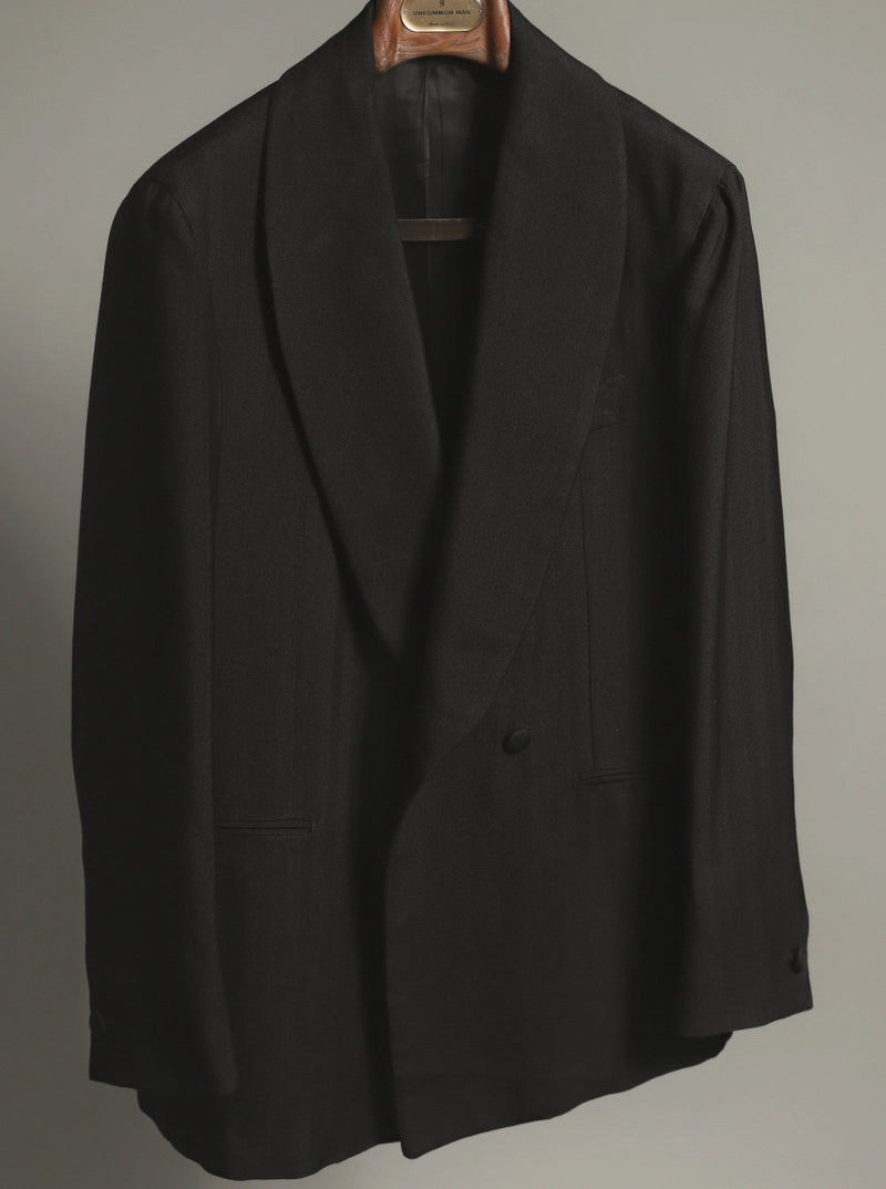 Black Pure Silk Herringbone 'Charles' 2 on 1 Dinner Jacket