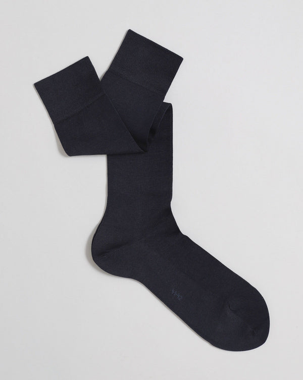 Dark Navy Cotton Over the Calf Socks - Tiago