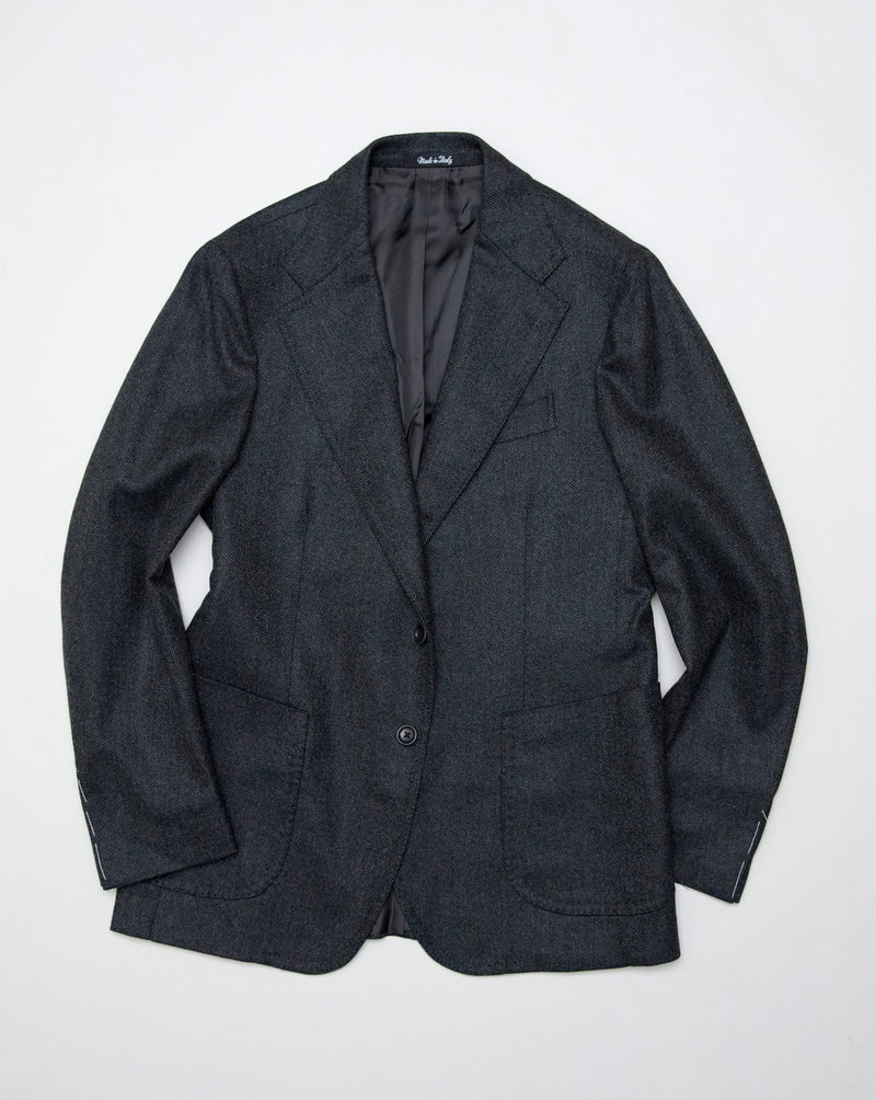 Grey Herringbone Wool & Cashmere-blend Jacket