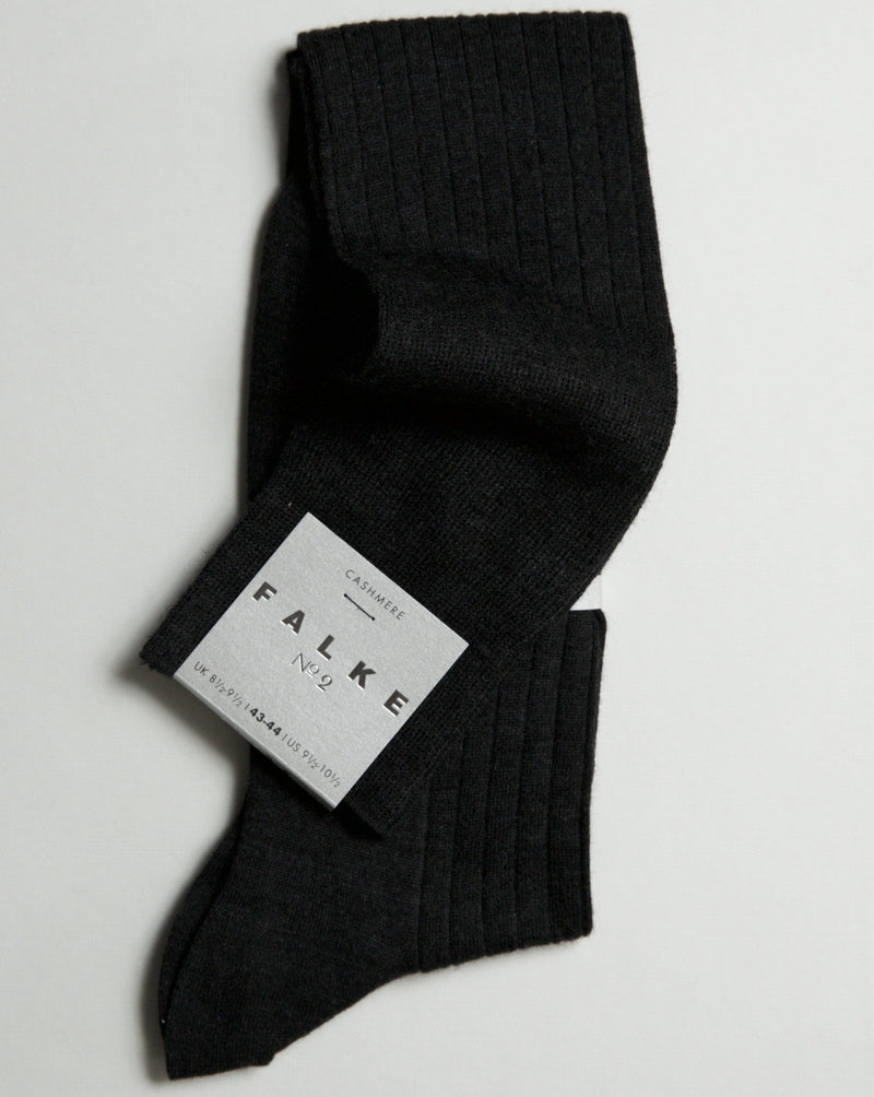 No.2 Over the Calf Cashmere Socks - Anthracite