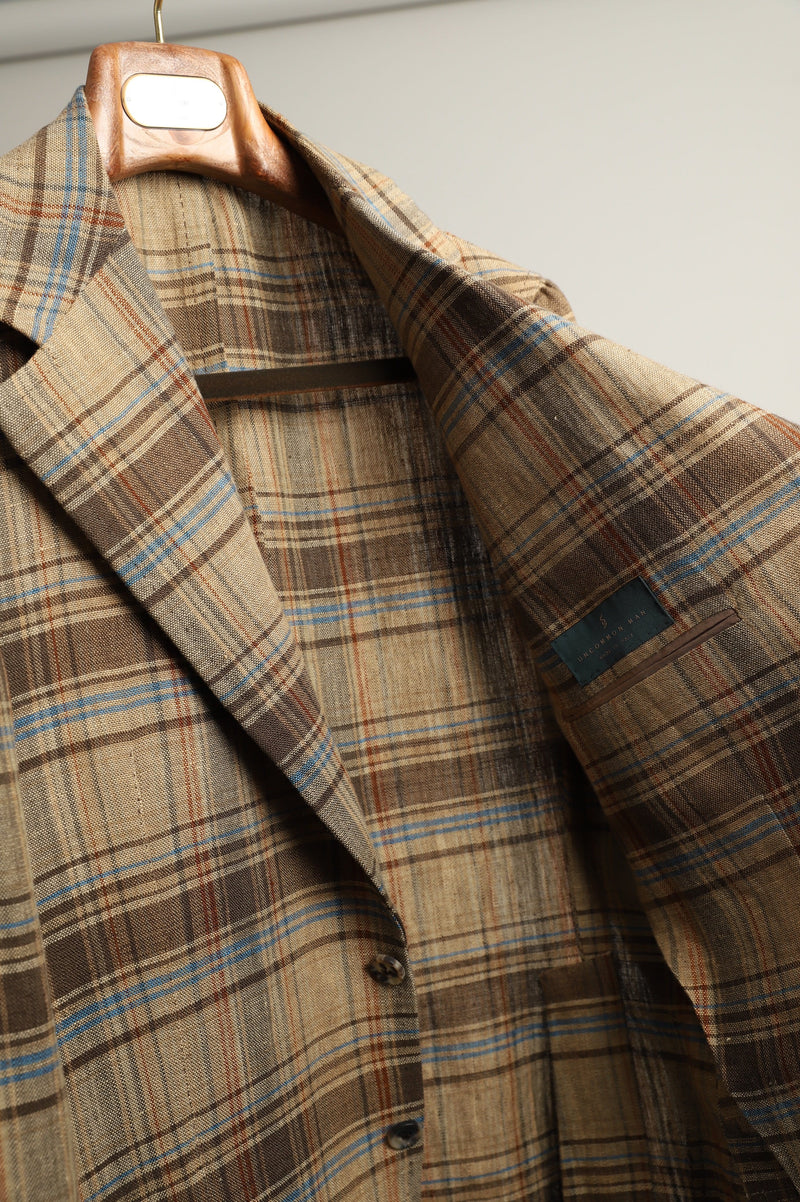 Honey Unlined Check Linen 'Lee' Jacket