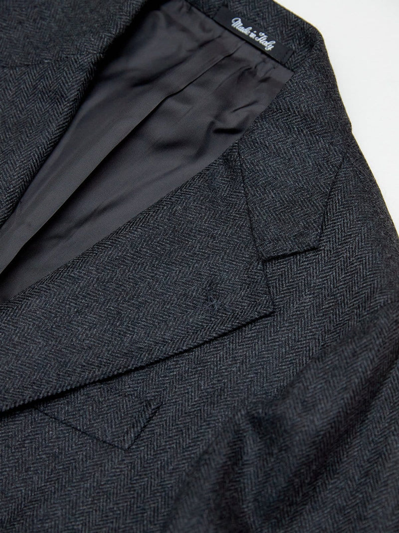 Grey Herringbone Wool & Cashmere-blend Jacket